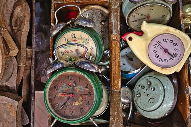 Collection of vintage alarm clocks