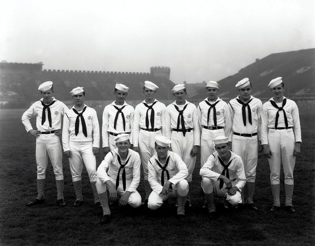 Black and white photograph of seafarers