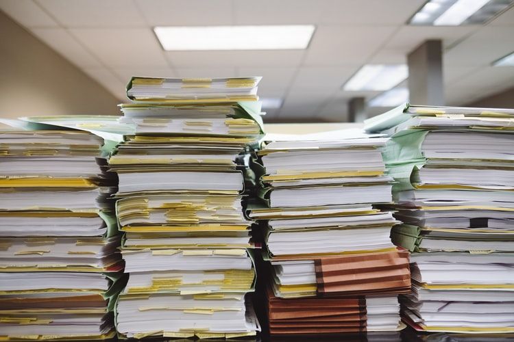 Stacks of documents and files