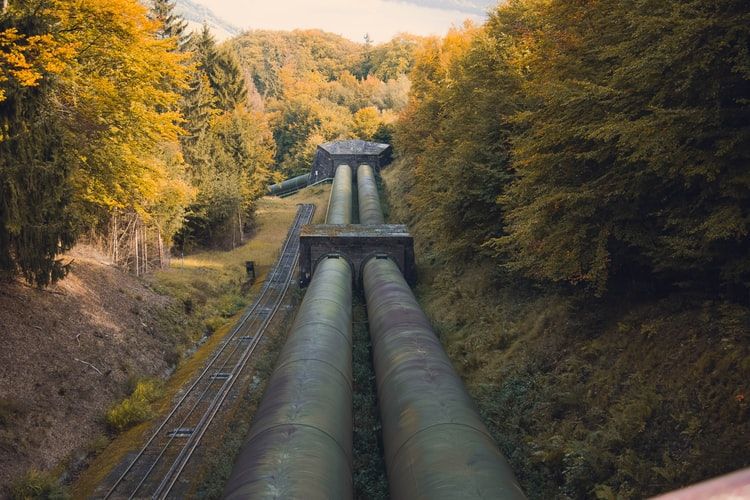 A pipeline running through countryside