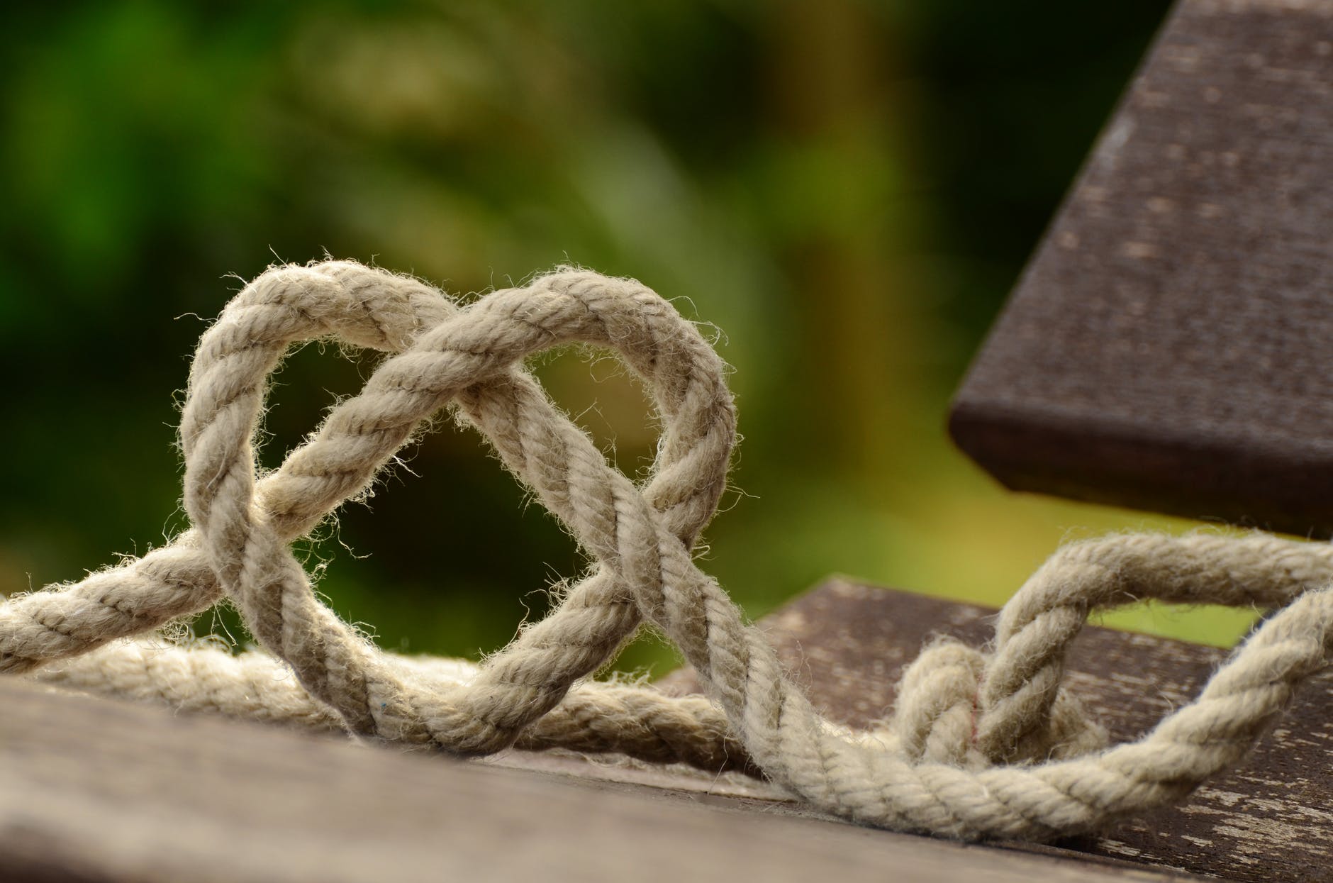 A rope tied into a heart shape