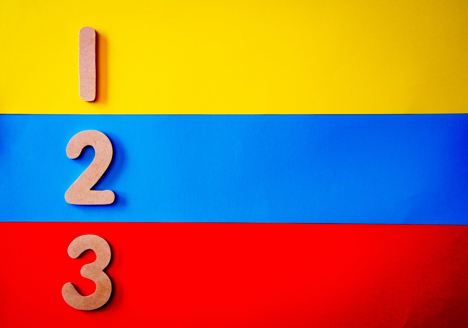 The numbers 1, 2 and 3 on a striped background