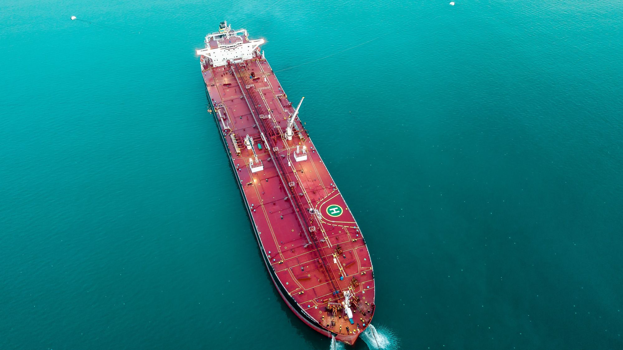 Aerial view of a tanker
