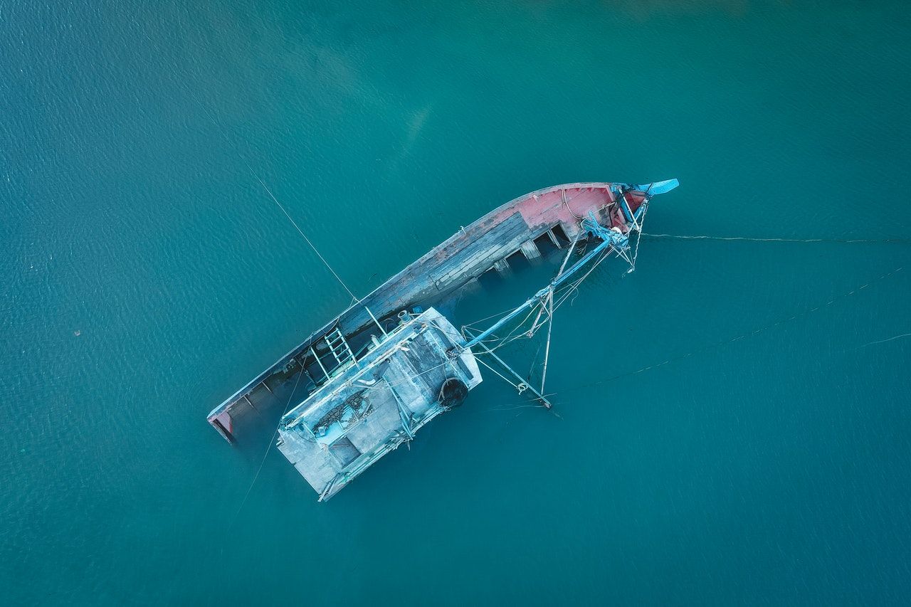 Aerial view of a shipwreck