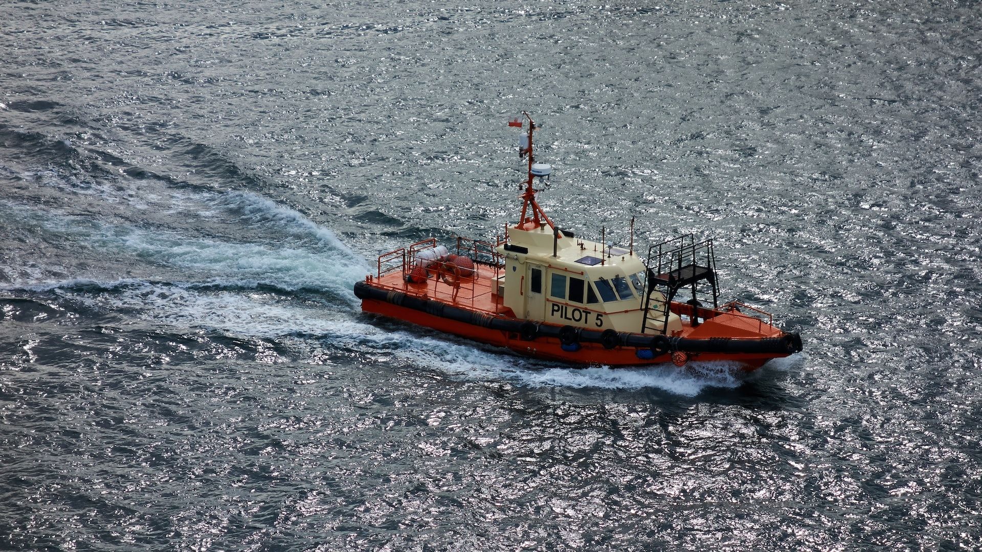 Drone view of a pilot boat