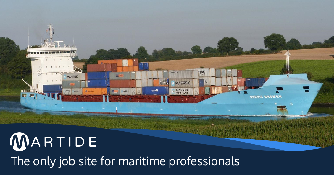Martide seafarer job advert and container ship