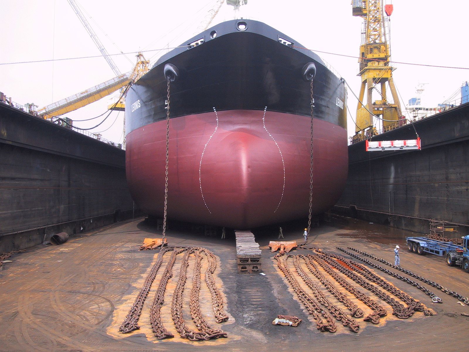 A ship in a dry dock