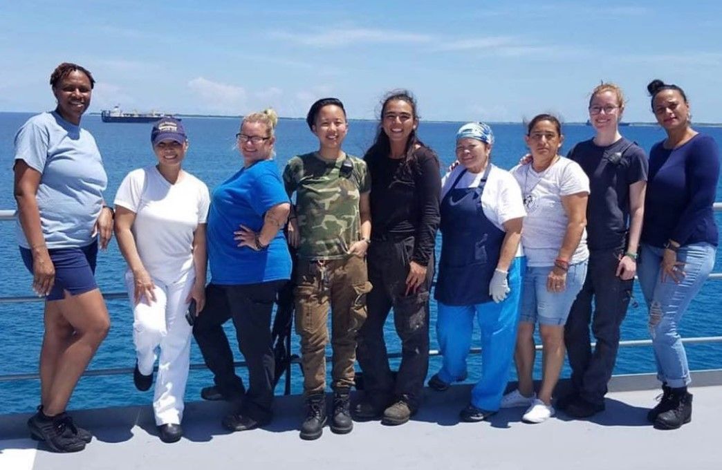 Group of female seafarers of different ranks 