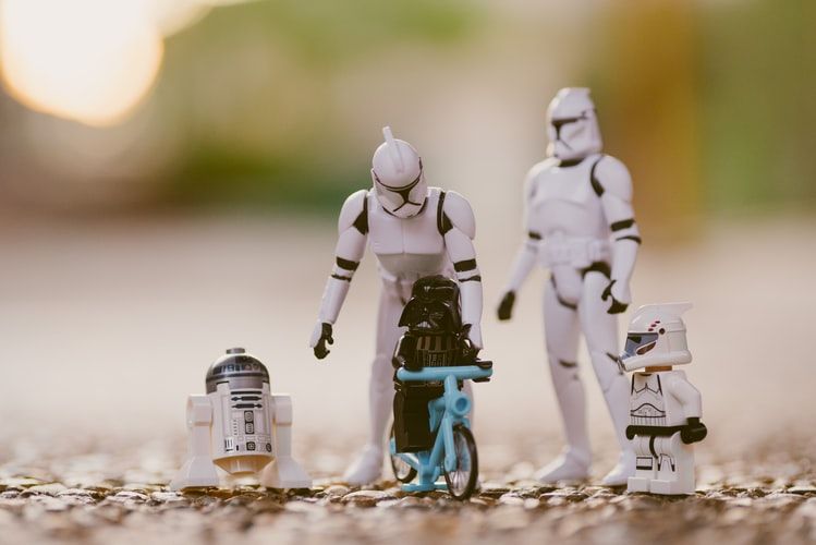 Star Wars figures in a family setting