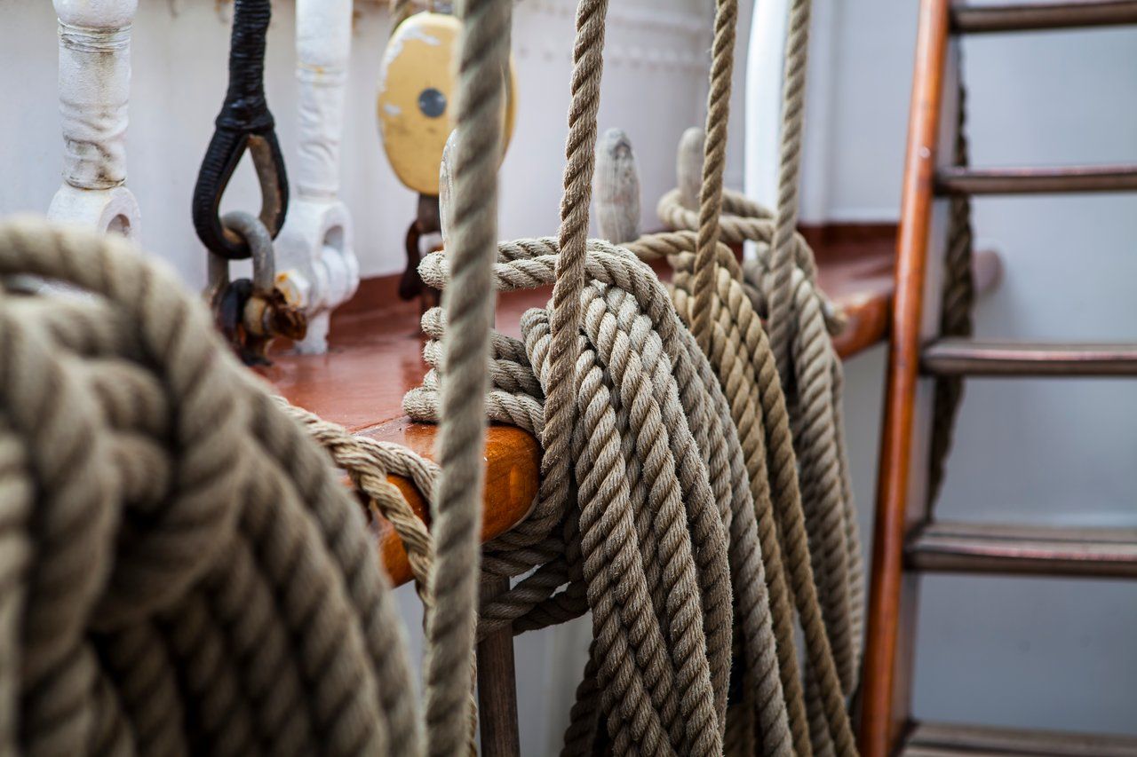 Ropes and rigging on a yacht