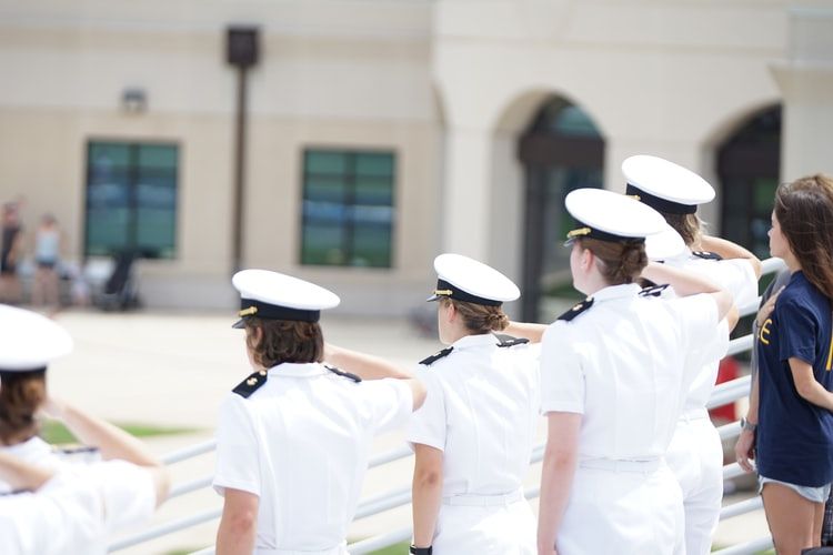 Seafarer cadets saluting
