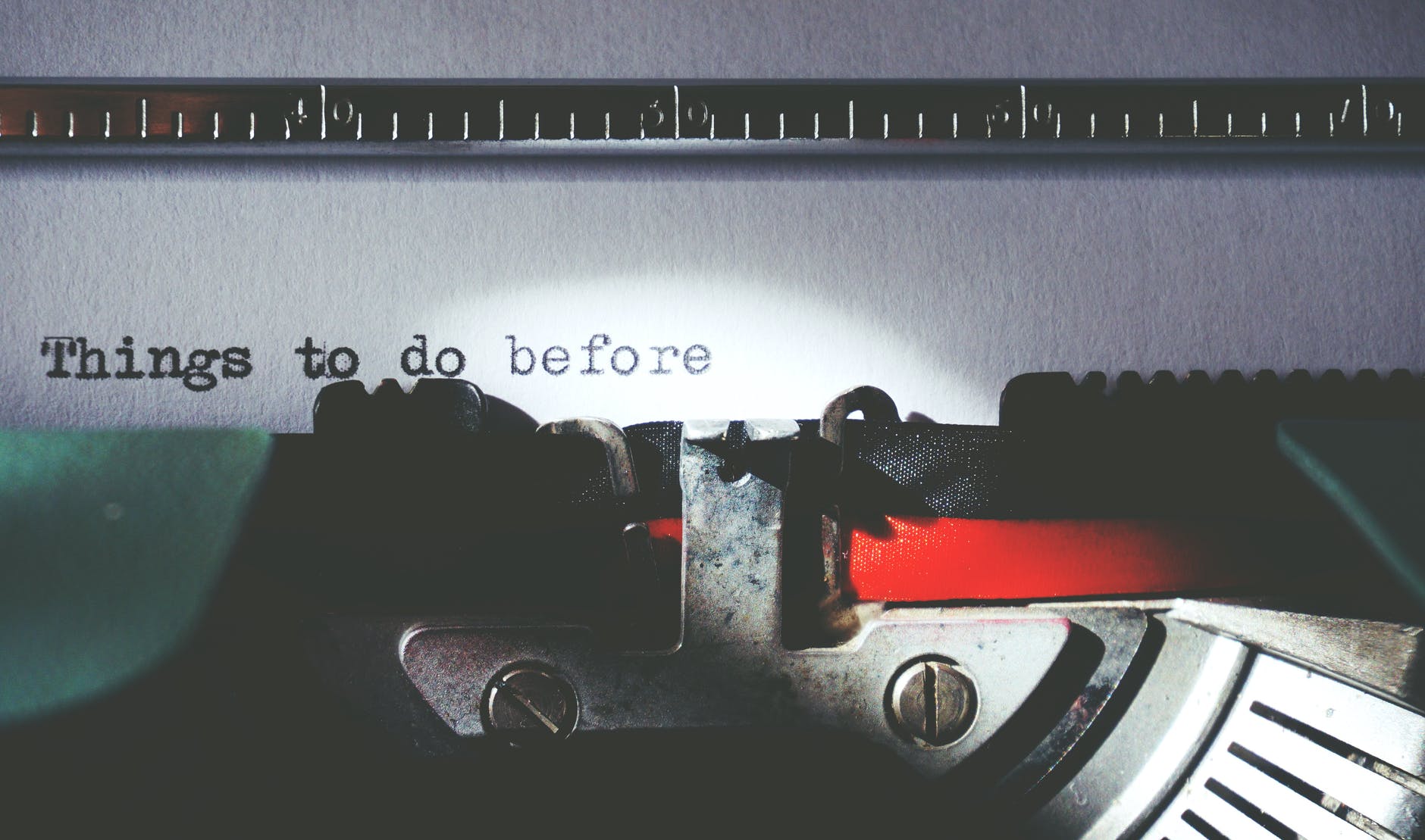 Typewriter with paper saying 'things to do before'
