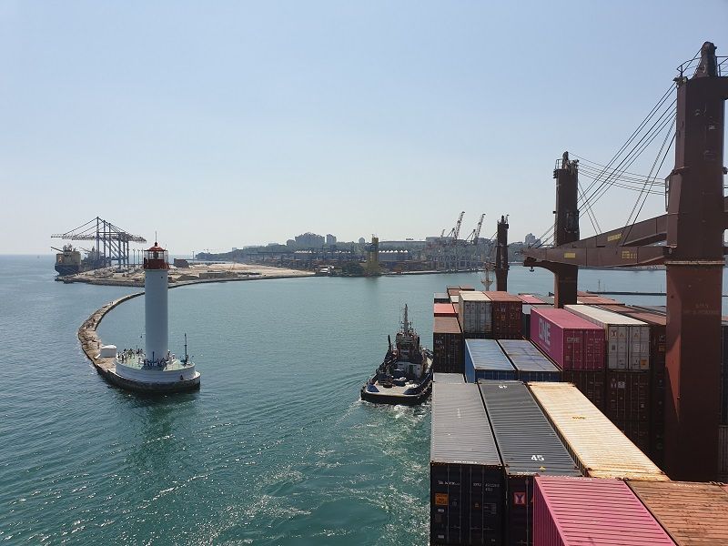 Container ship arriving into the Bosporus