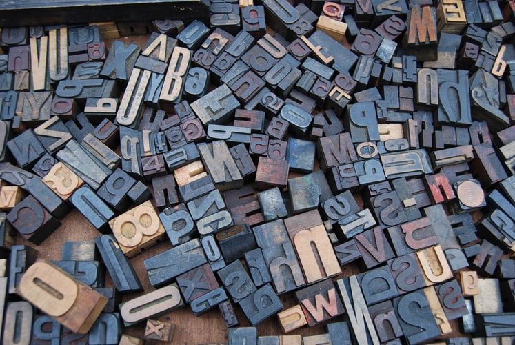 Wooden letters for printing press