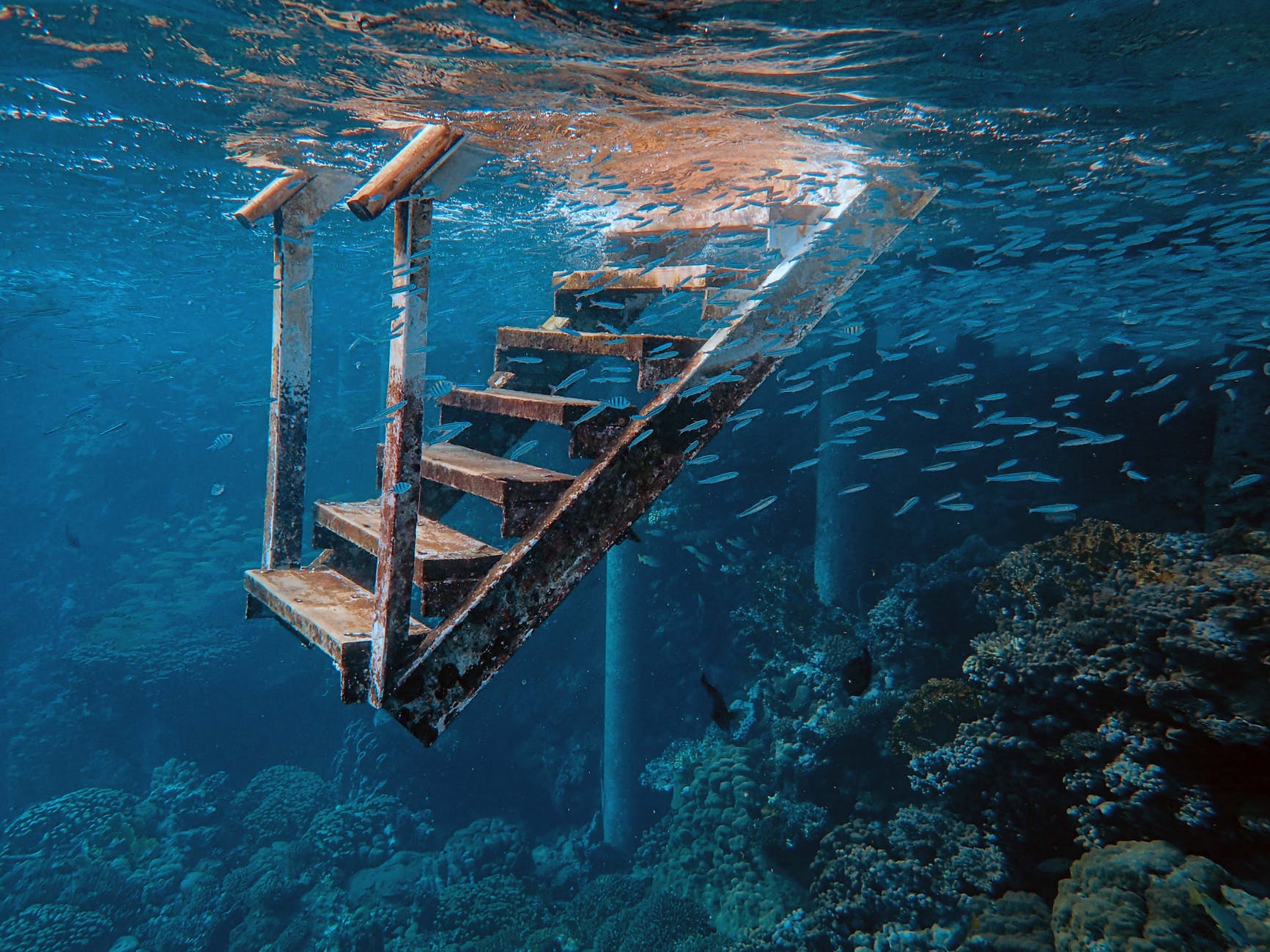 Underwater flight of stairs