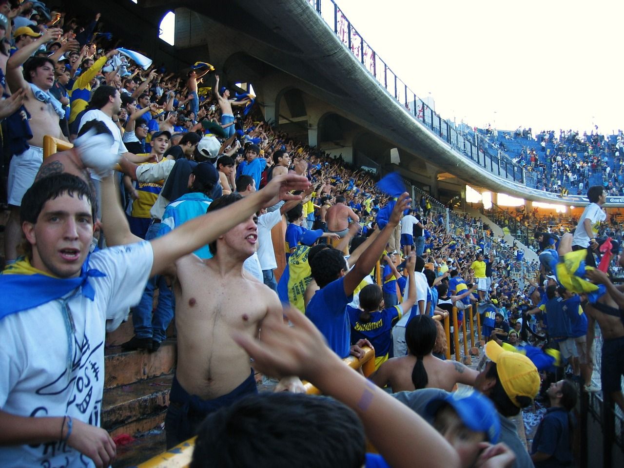 Boca Juniors football fans in a stadium