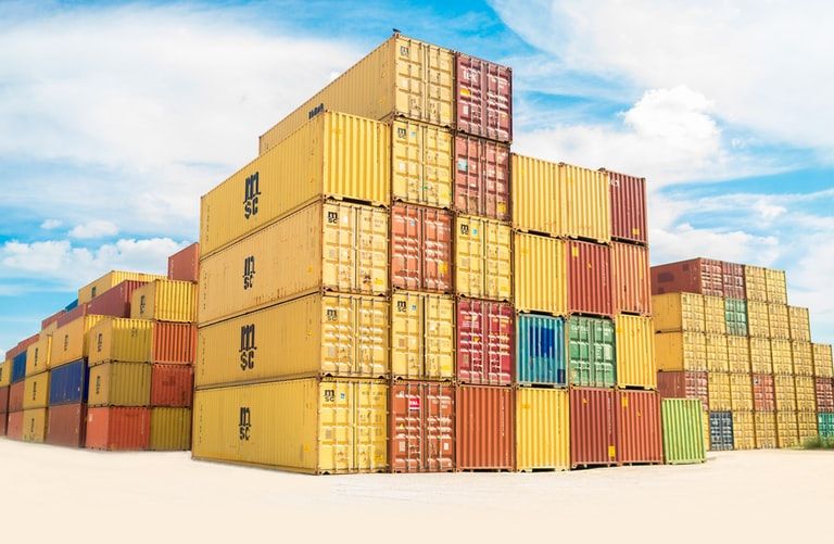 Colorful shipping containers