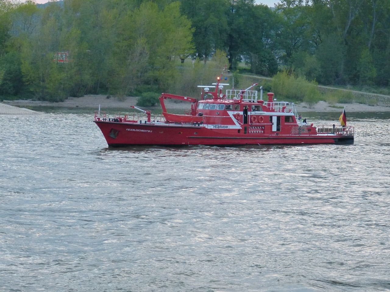 A fireboat near shore