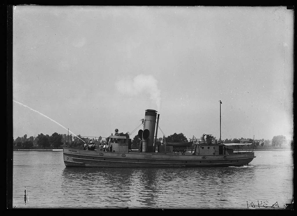 An early steam-powered fireboat