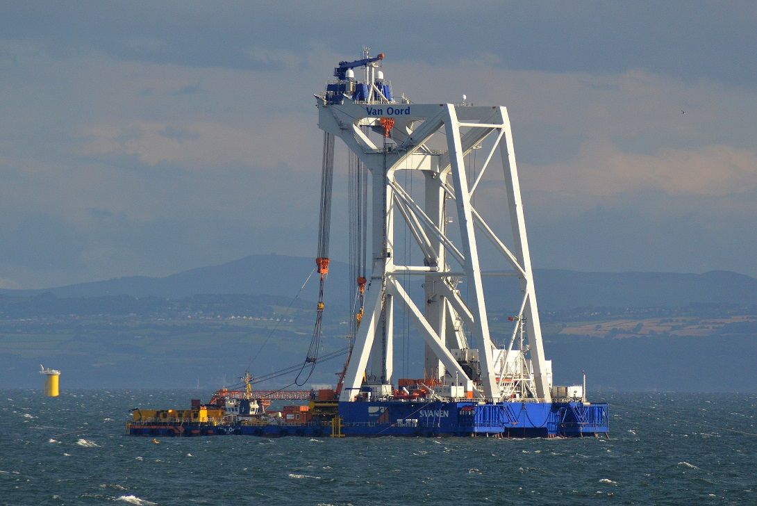 Crane vessel at sea