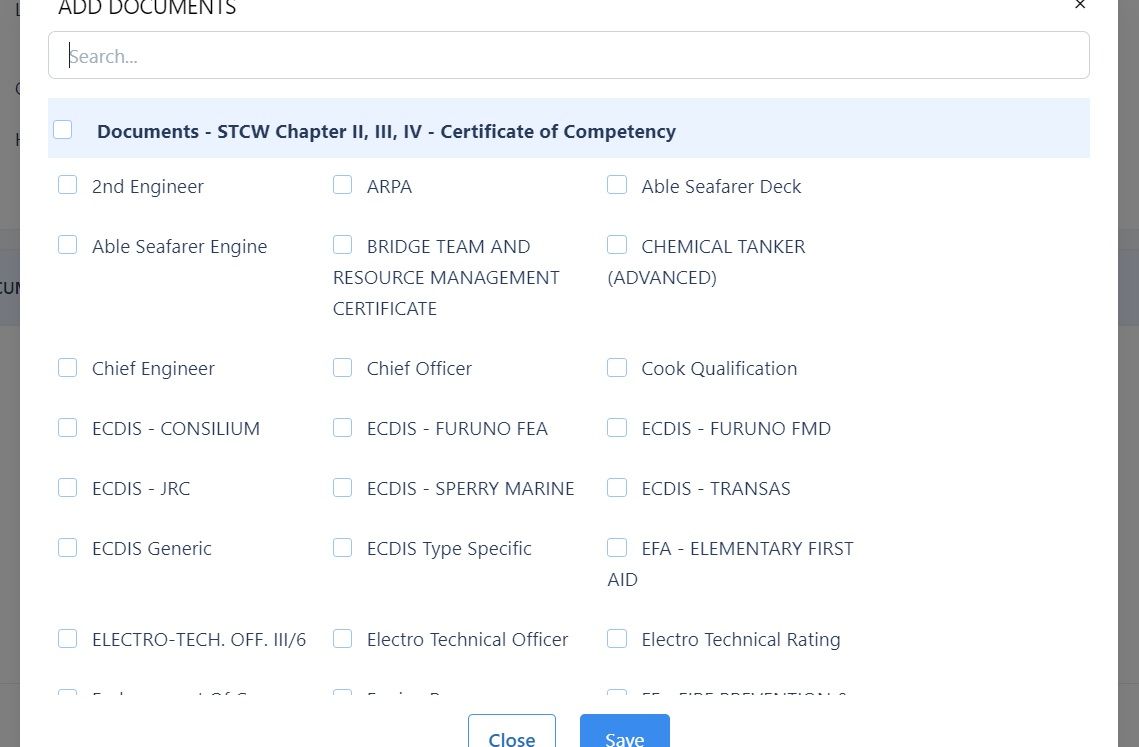 Screenshot of Martide's maritime recruitment software showing the Data Templates function 