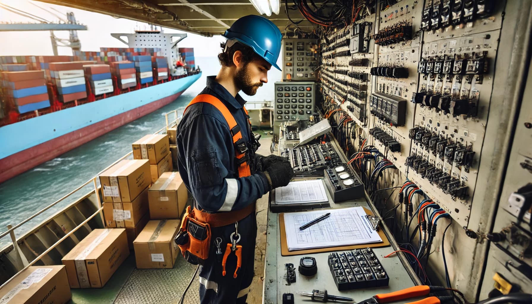 a man working in an ETO job on a cargo ship