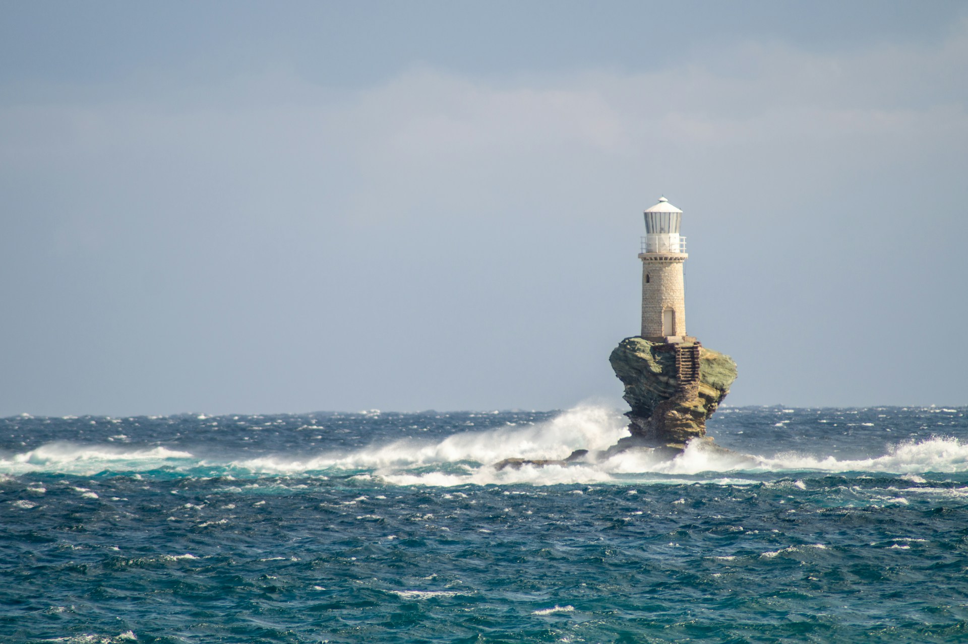 Tourlitis Lighthouse in Andros, Greece