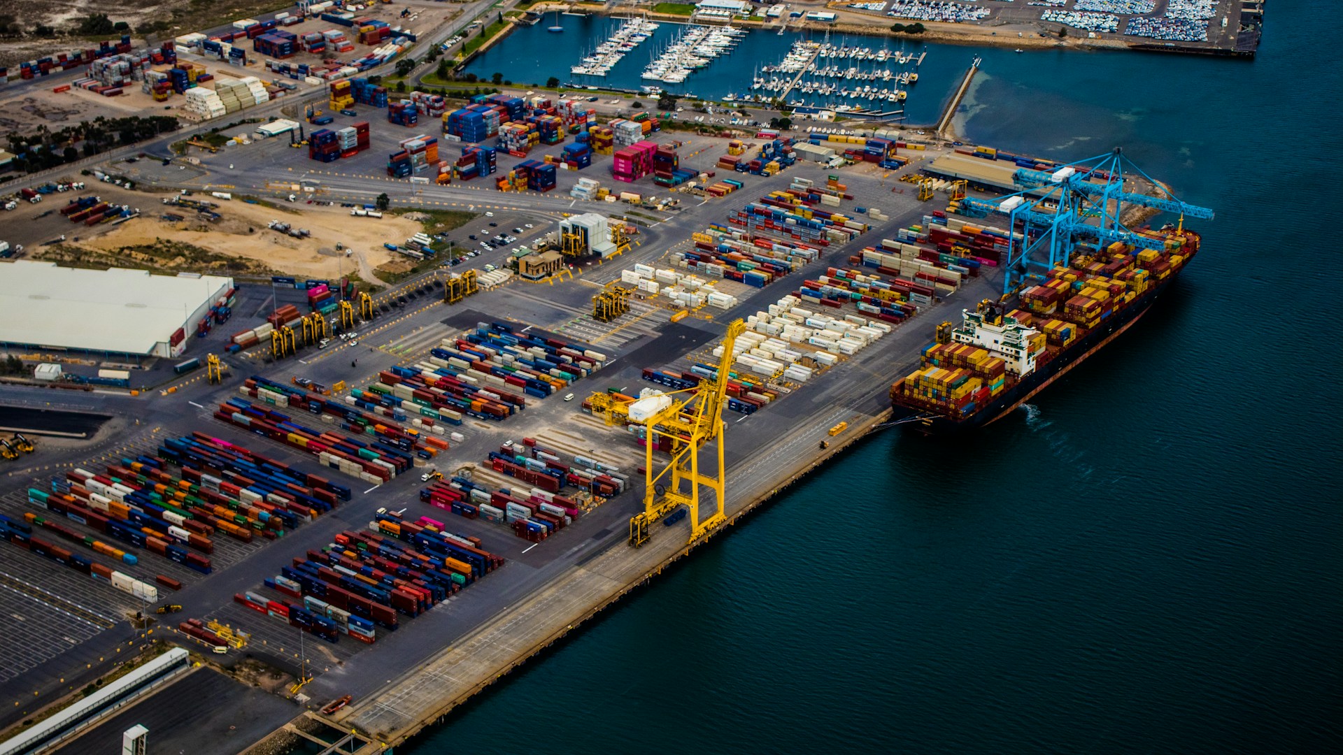 a container terminal seen from above