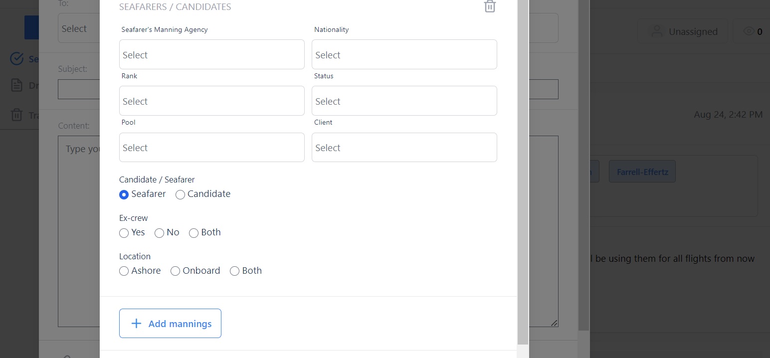 Screenshot of Martide's maritime recruitment and maritime crew management system software