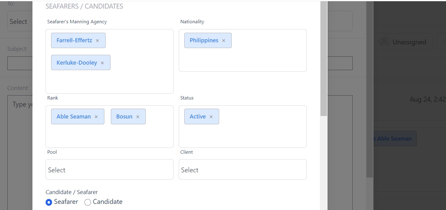 Screenshot of Martide's maritime recruitment and maritime crew management system software