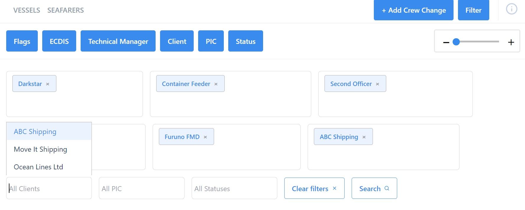 An screenshot of Martide's maritime recruitment and maritime crew management system software