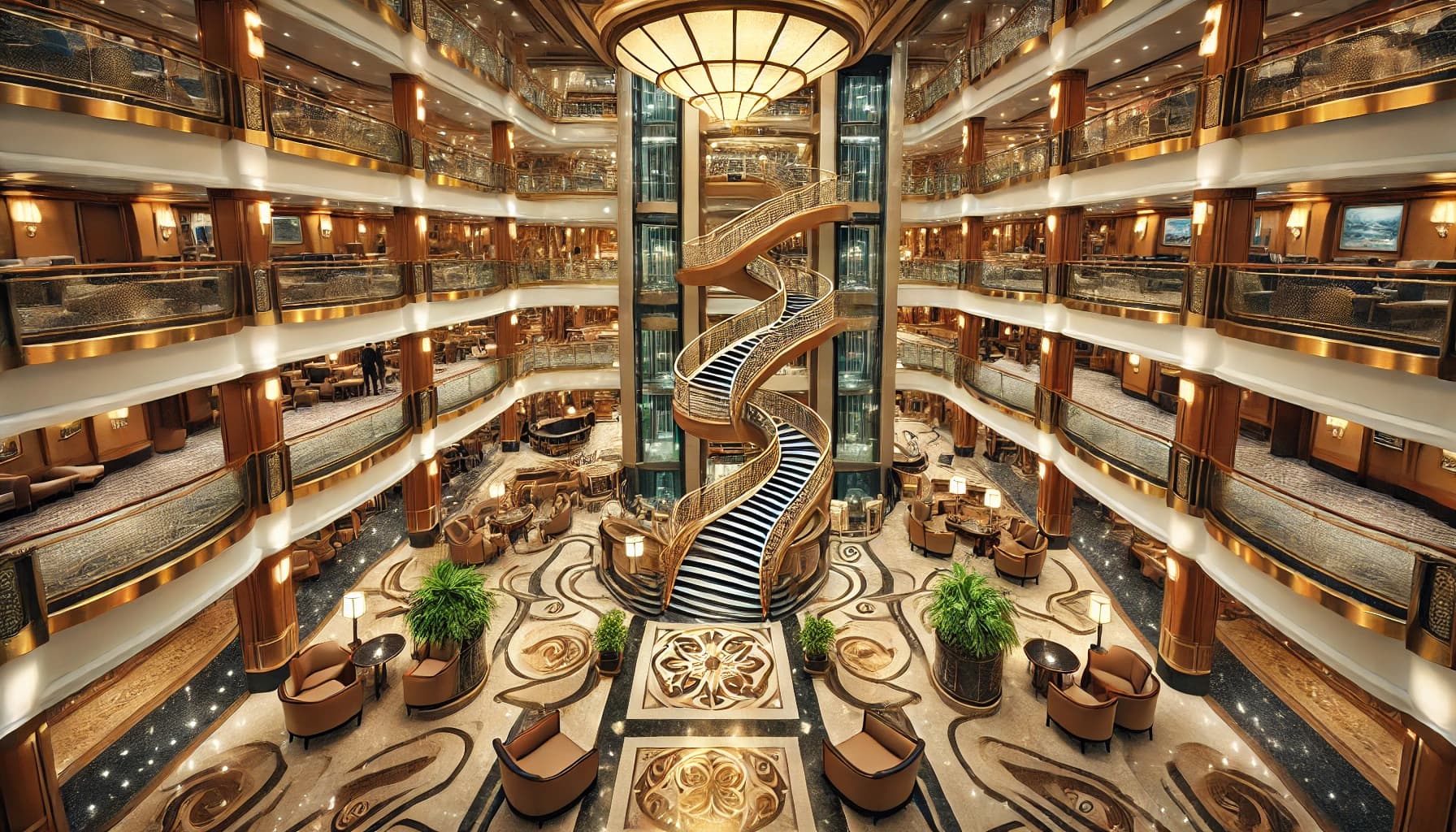 the interior of a cruise ship