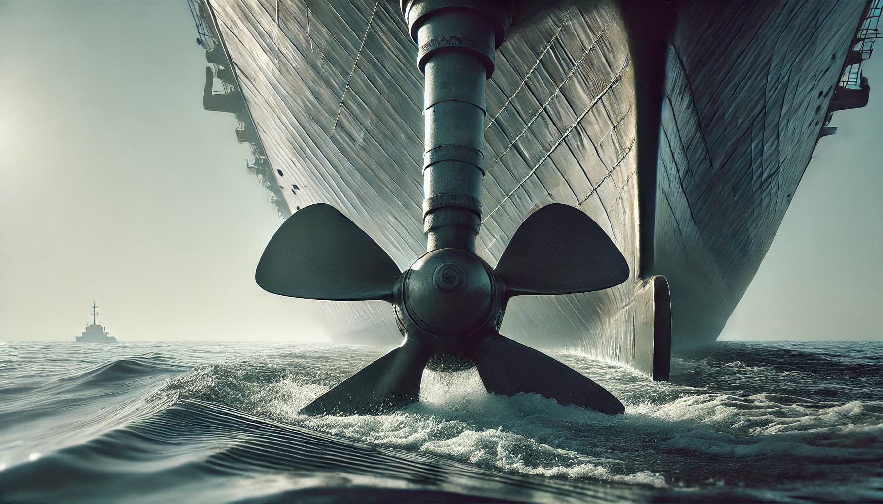 the propeller on the bow of a ship