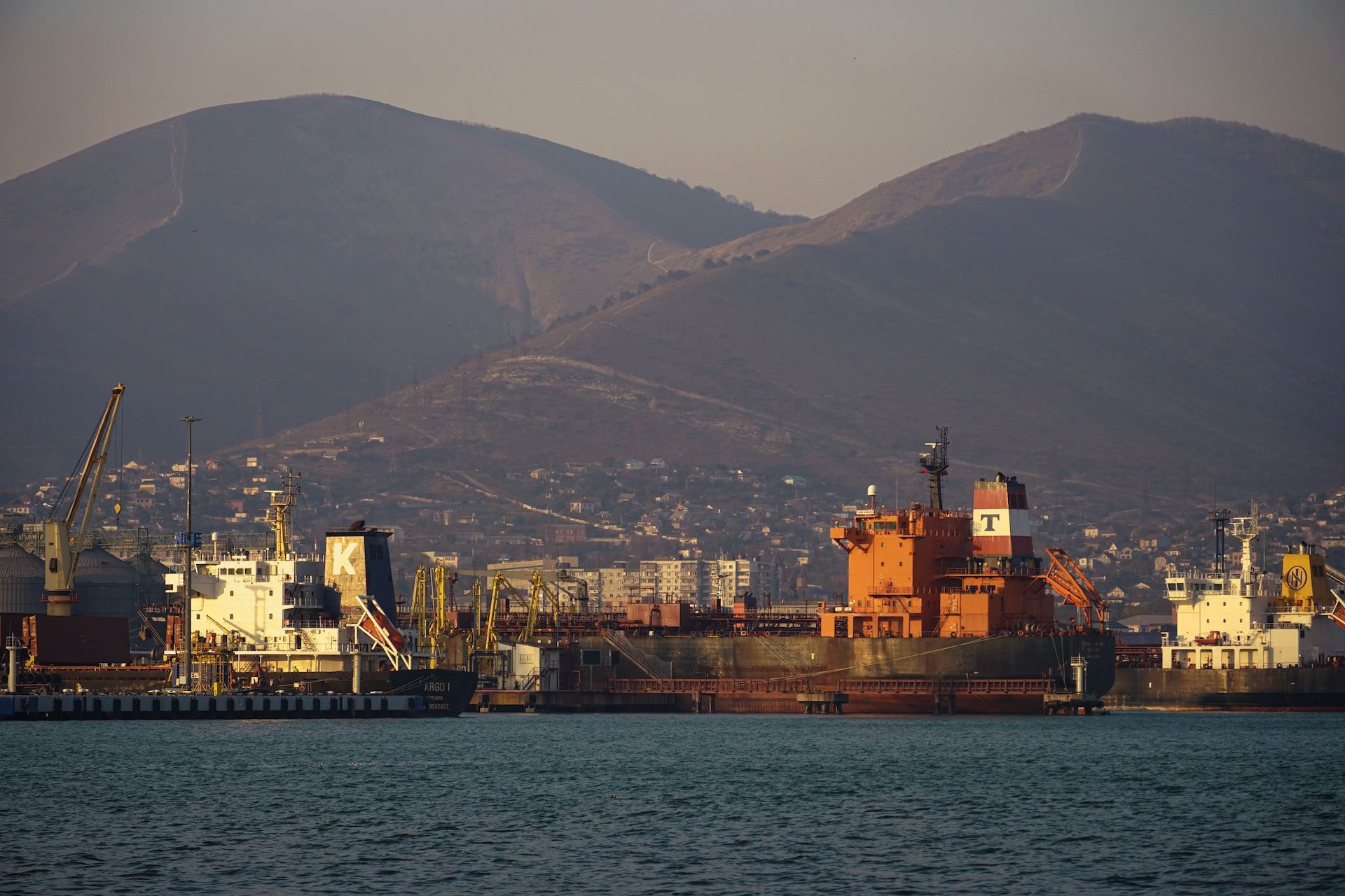 port with backdrop of hills
