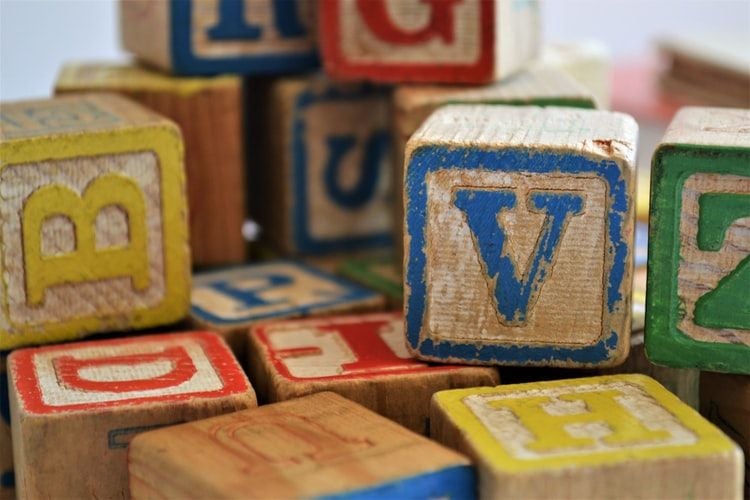 building blocks with letters on