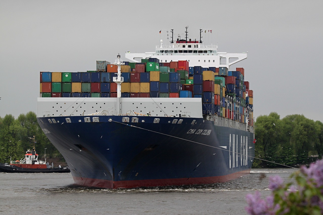 a moored container ship