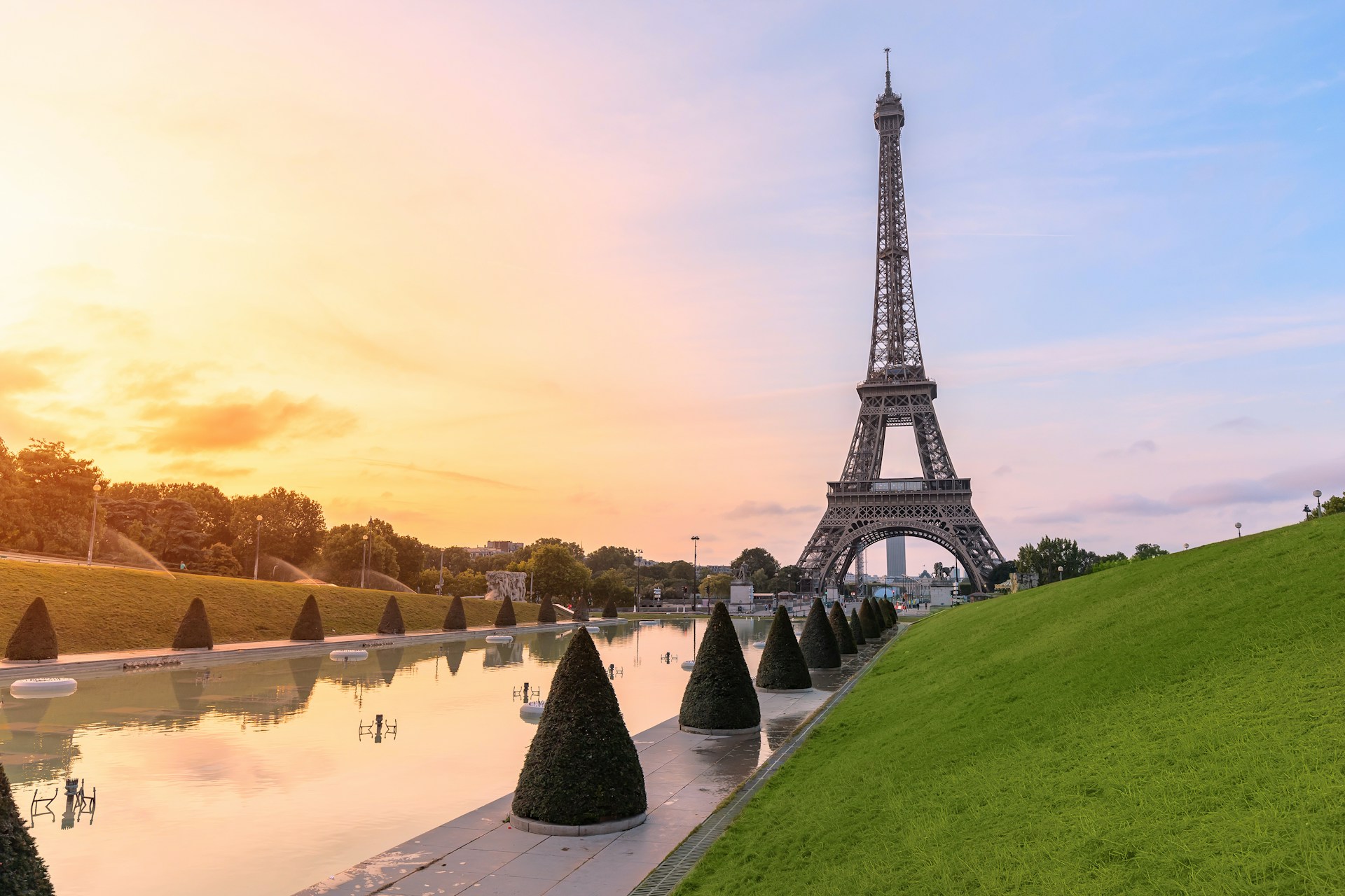 The Eiffel Tower at dusk