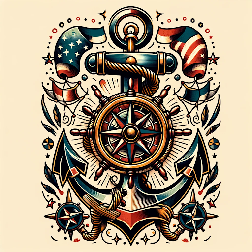 AI generated image of an old school sailor tattoo design