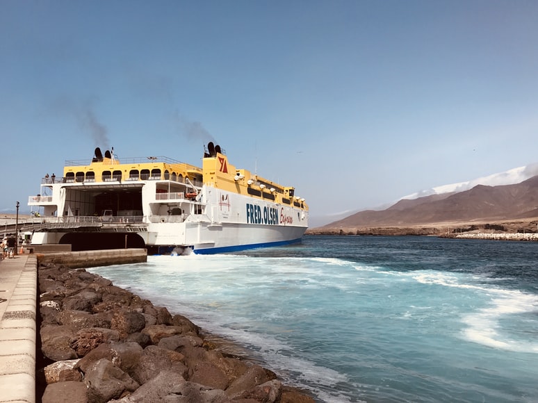 a Fred. Olsen ferry in port