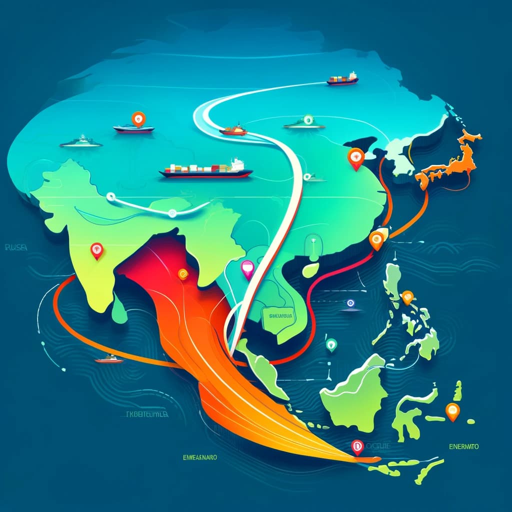 a map showing different global shipping routes