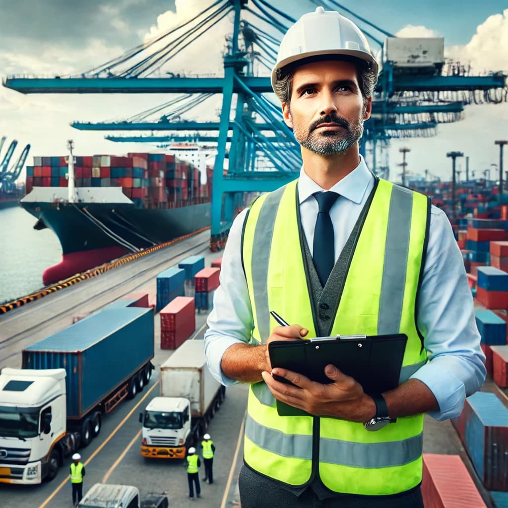 a man working in a port management job in a container terminal