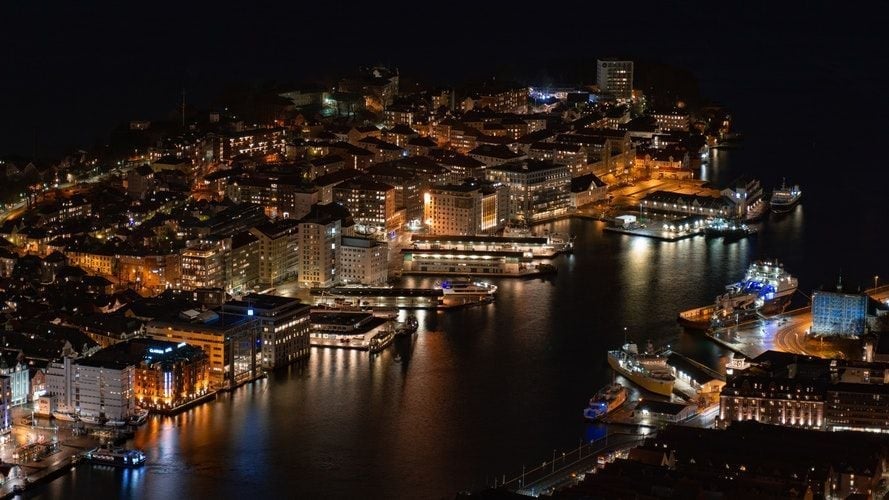 port at night