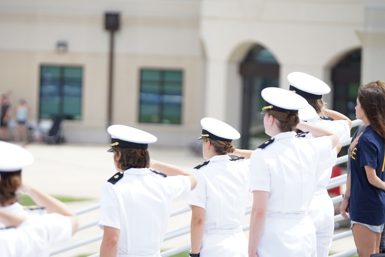 cadets saluting at the start of their maritime career