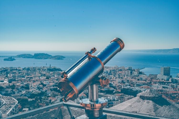 telescope pointing at sea