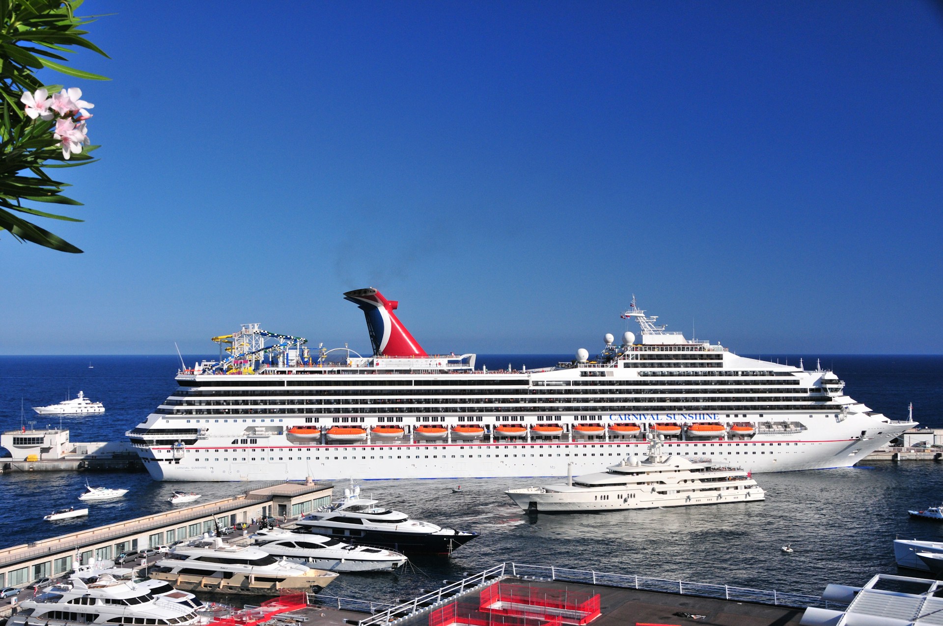 a cruise ship near a port