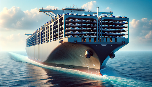 a large car carrier vessel at sea