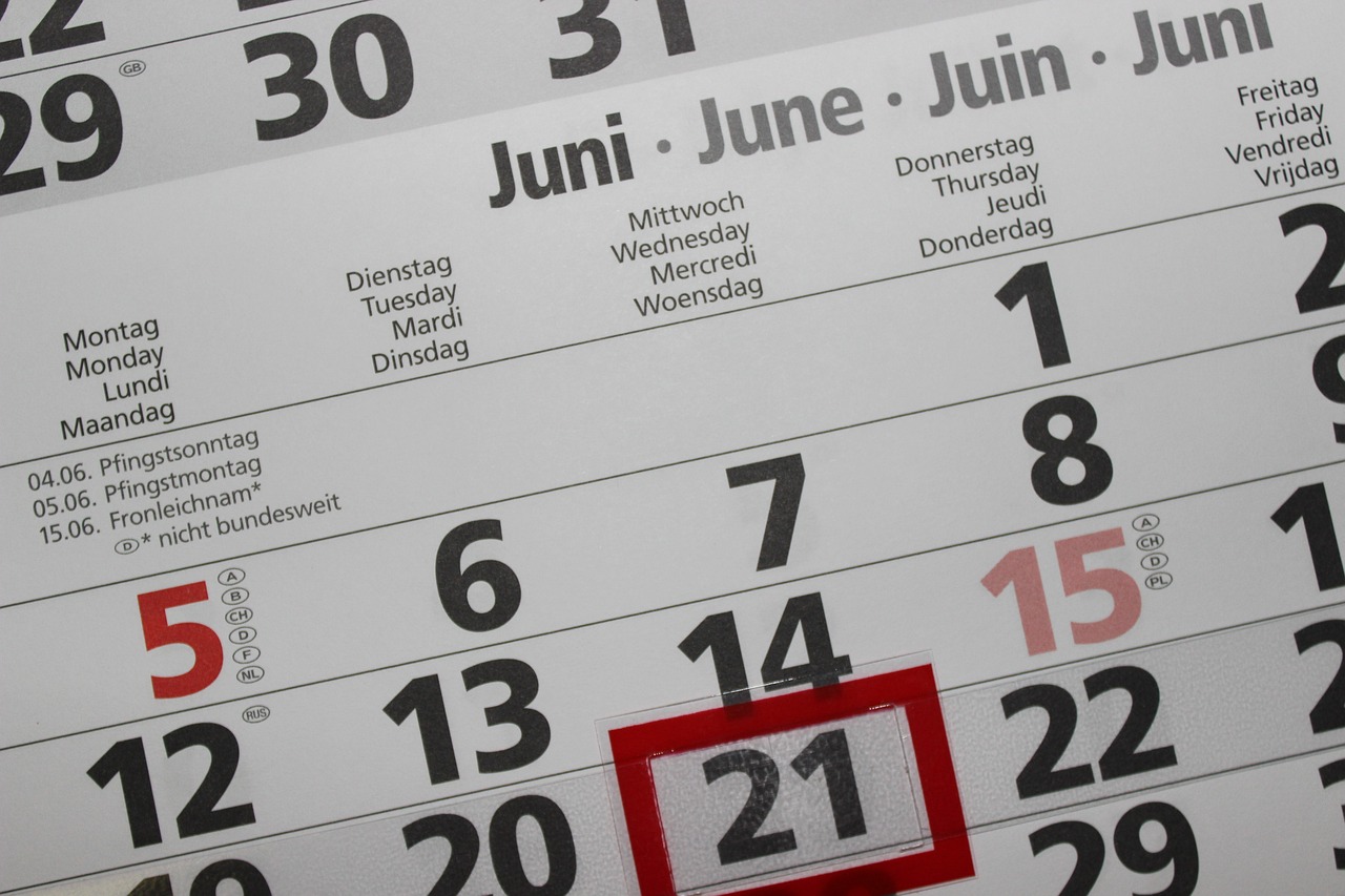 a calendar with a date in June circled