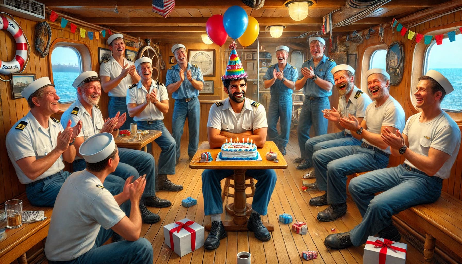 a seafarer celebrating his birthday onboard his vessel