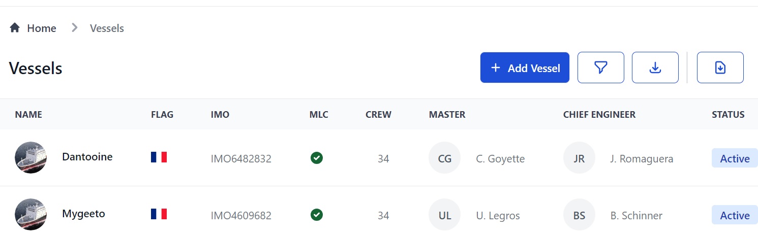 Screenshot of Martide's maritime recruitment and maritime crew management system software