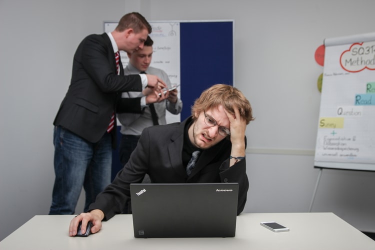 a stressed man in an office